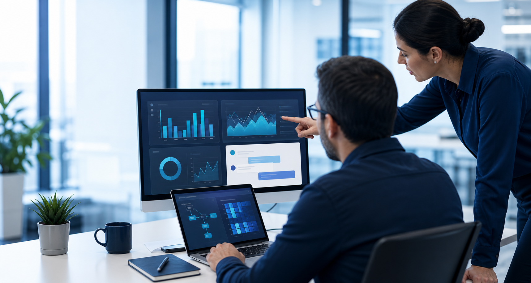 Technology professionals reviewing database performance insights